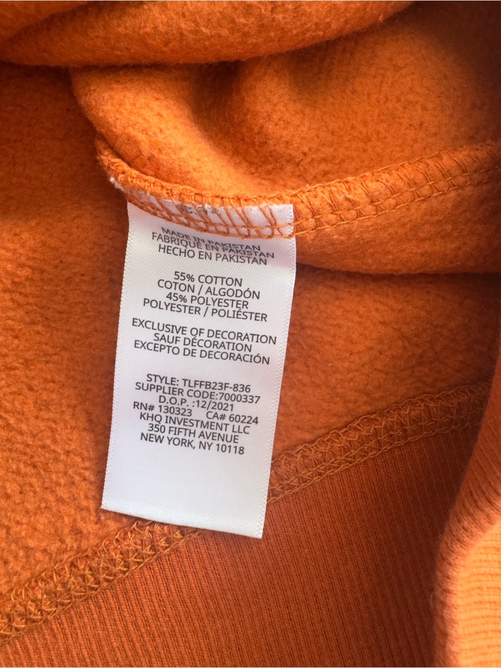 Timberland Kids Orange and Black Full-Zip Hoodie - Picture 8 of 12